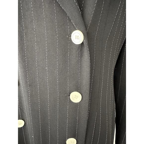Vtg 90s Pin Stripe Power Suit Secretary Double Breasted Blazer Coat Dress Sz 10 - Picture 7 of 16